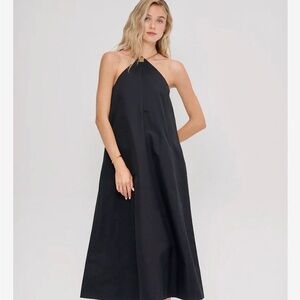 Tibi Tech Twill Lavalliere Halter Dress